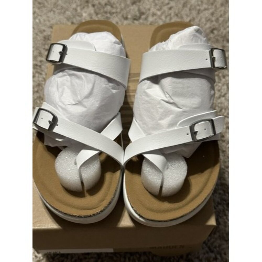 Steve Madden Girls JFIFI White Straps Slip On Glitter detail Sandals Size 3